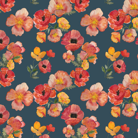 ember poppies linen tea towel