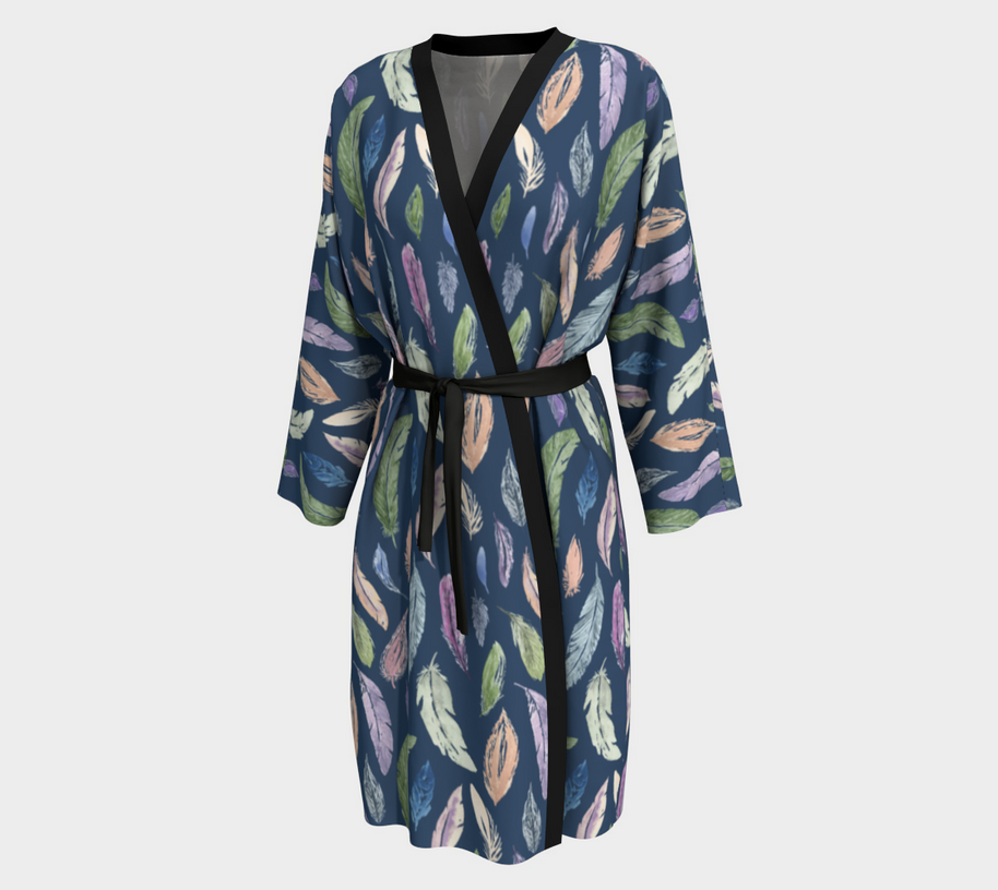 silky robe in featherlight navy