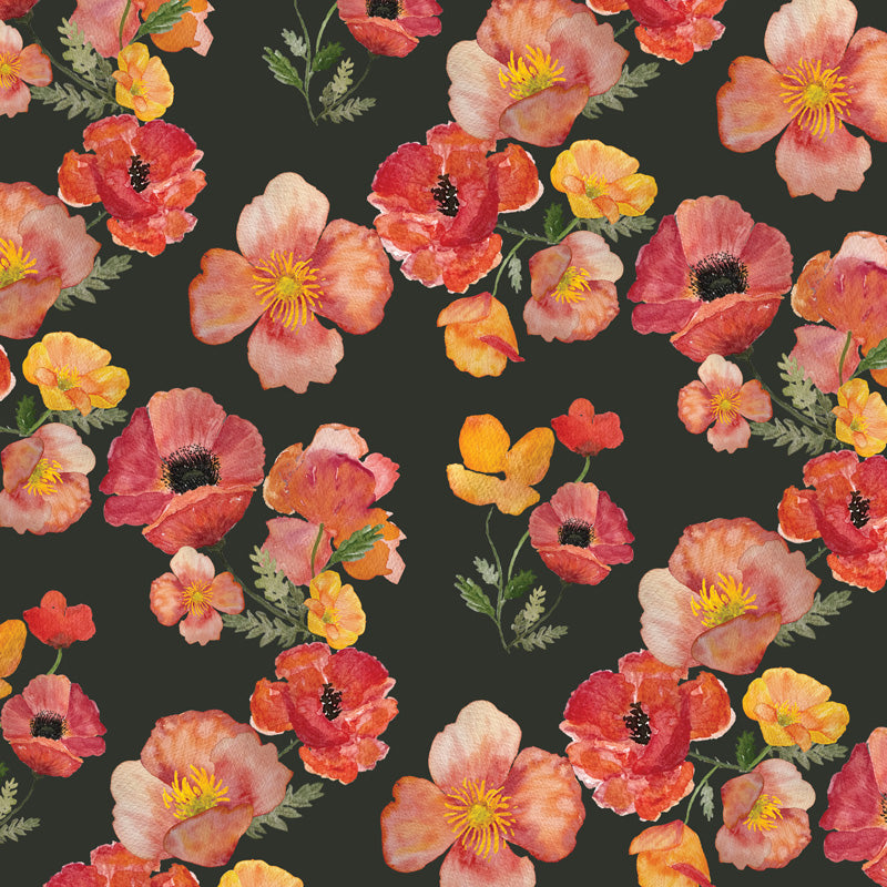 ember poppies linen tea towel