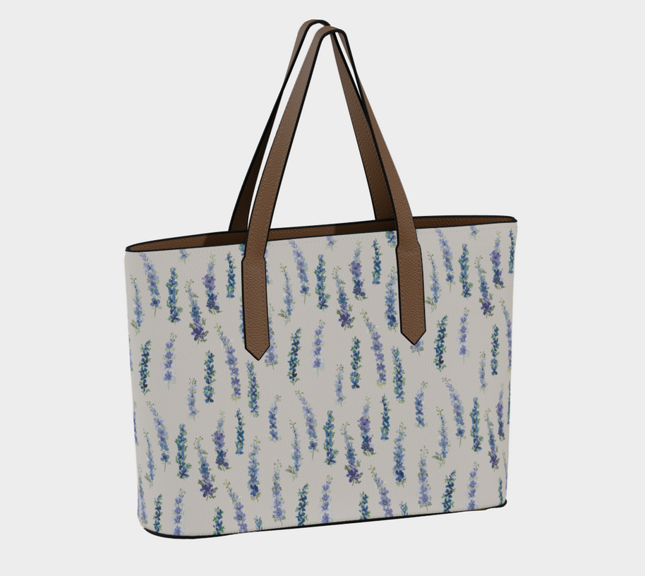 vegan leather carryall in dancing delphinium