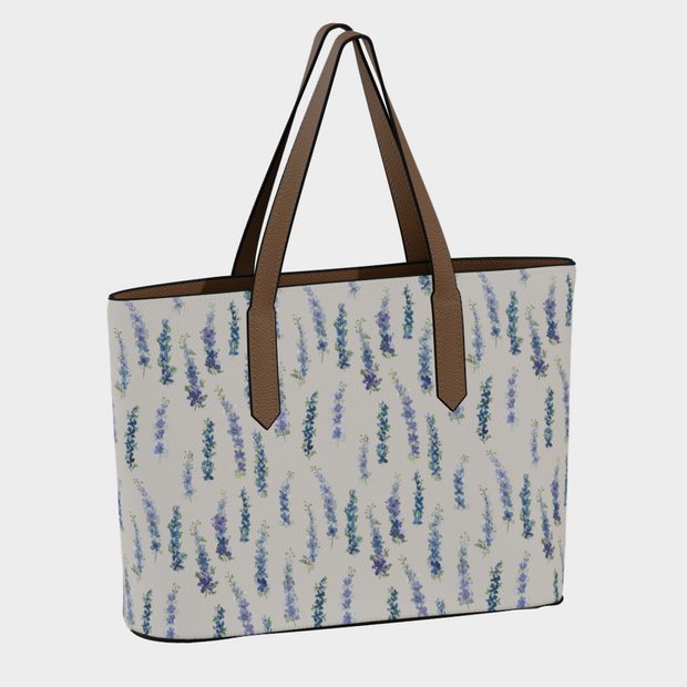 vegan leather carryall in dancing delphinium