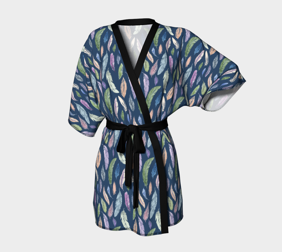 kimono robe in featherlight navy