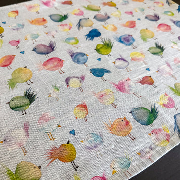 floofy birds european linen placemats