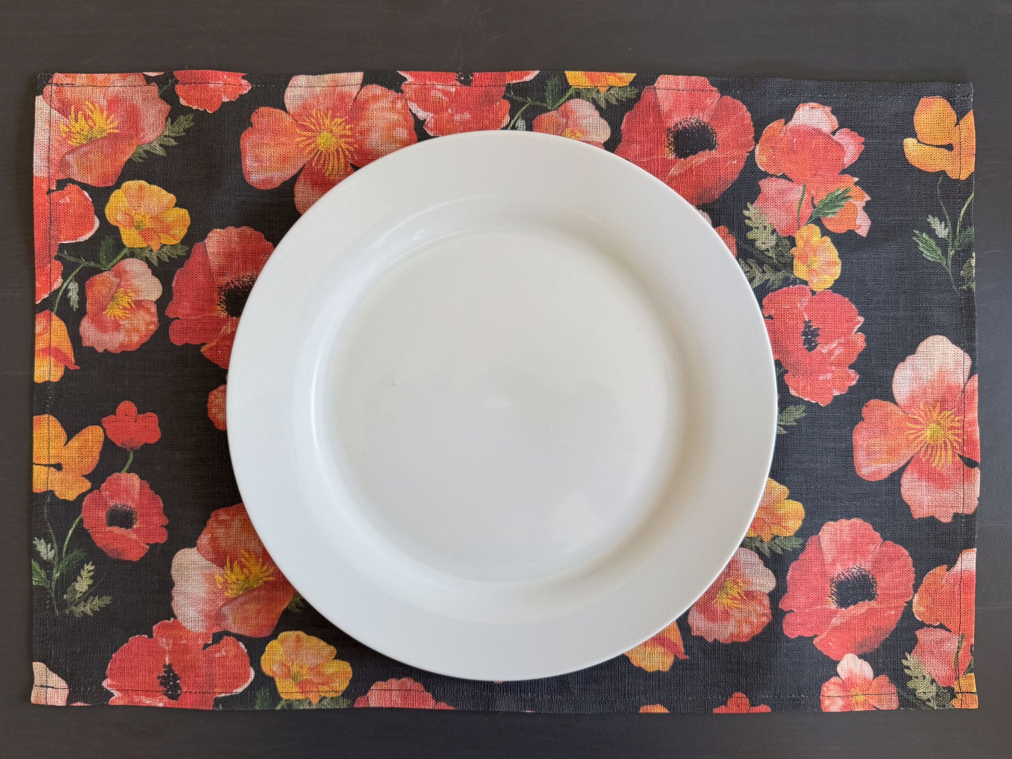 ember poppies european linen placemats