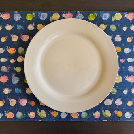floofy birds european linen placemats