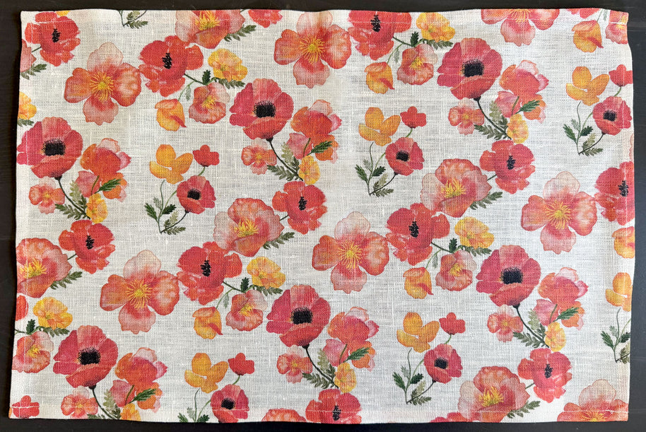 ember poppies european linen placemats