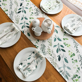 parsley, sage, rosemary + thyme linen table runner