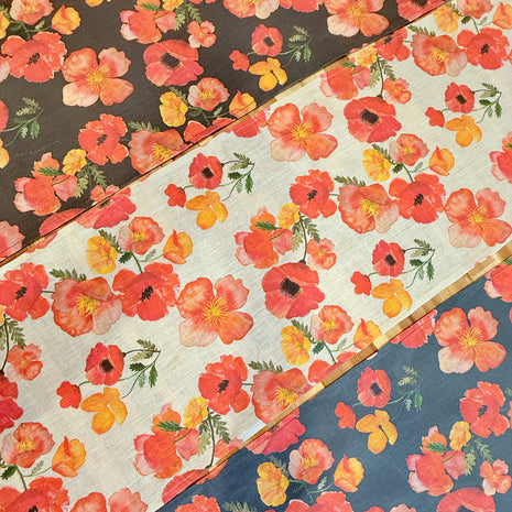 ember poppies european linen table runner