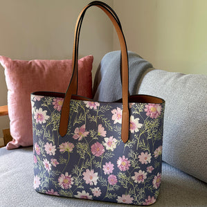 vegan leather carryall tote in airy cosmos