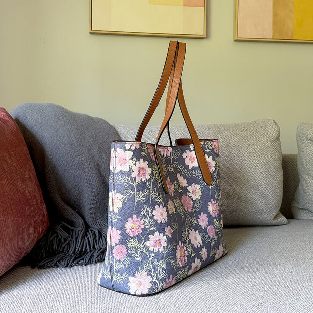 vegan leather carryall tote in airy cosmos