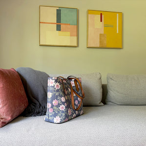 vegan leather carryall tote in airy cosmos