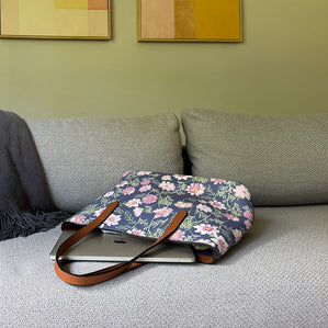 vegan leather carryall tote in airy cosmos