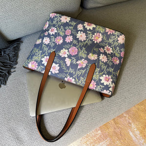 vegan leather carryall tote in airy cosmos