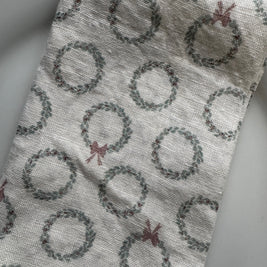 European Linen Napkin with holiday or Christmas Wreaths 