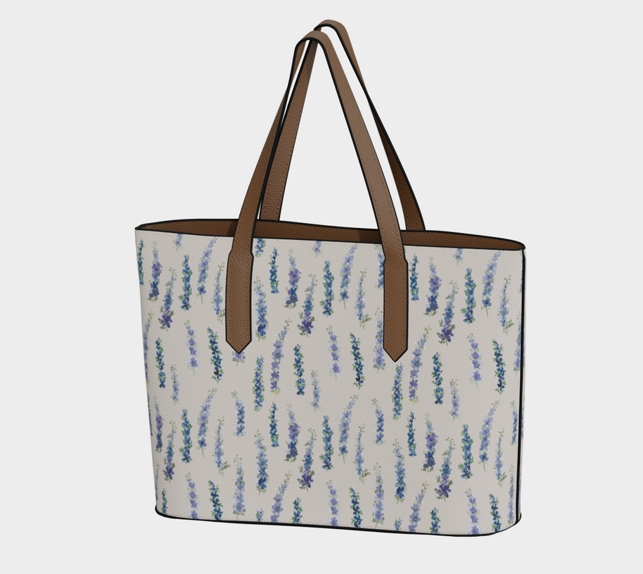 vegan leather carryall in dancing delphinium