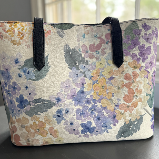 endless hydrangea carryall in vegan leather