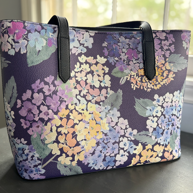 endless hydrangea carryall in vegan leather