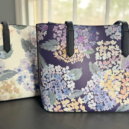 endless hydrangea carryall in vegan leather