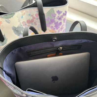 endless hydrangea carryall in vegan leather
