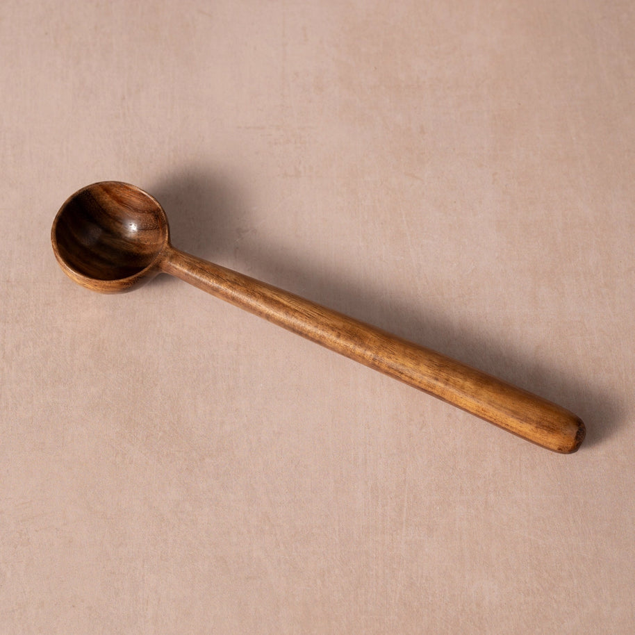 hand-carved wooden coffee scoop
