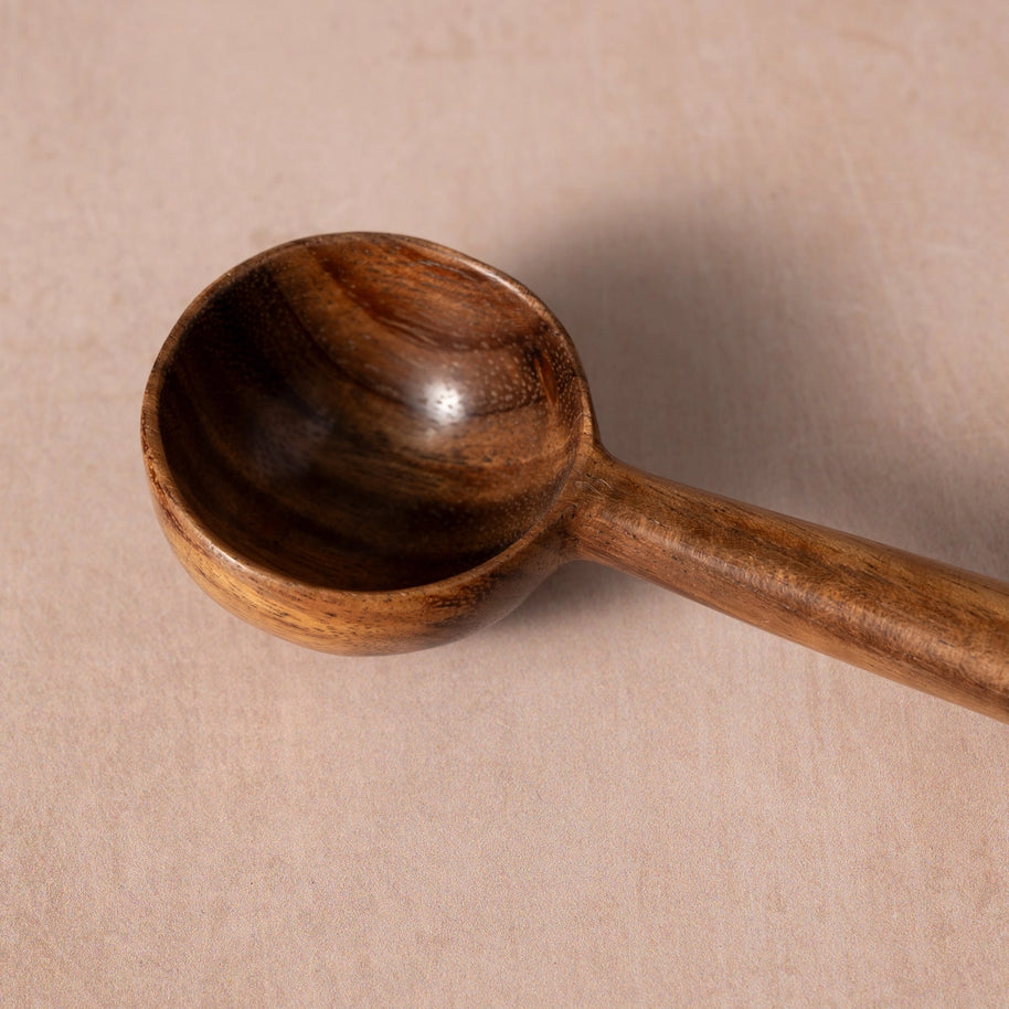 hand-carved wooden coffee scoop