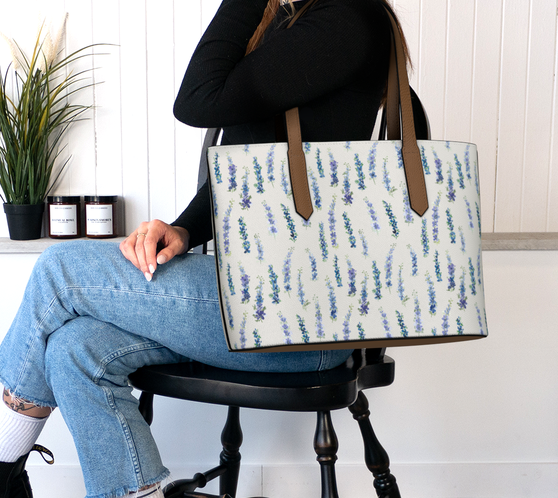 vegan leather carryall in dancing delphinium