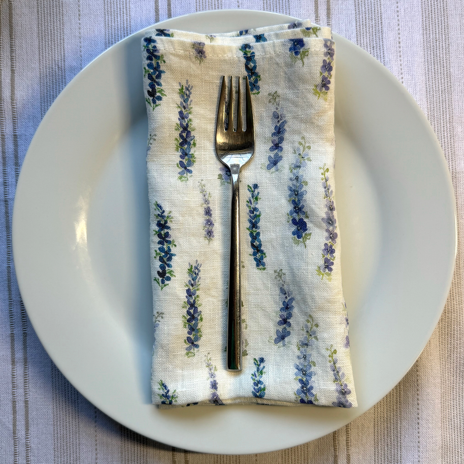 dancing delphinium linen napkins