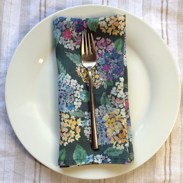 endless hydrangea linen napkins