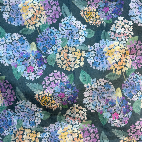 endless hydrangea linen tea towel
