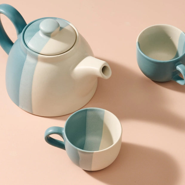 pheeka striped  teapot + mugs