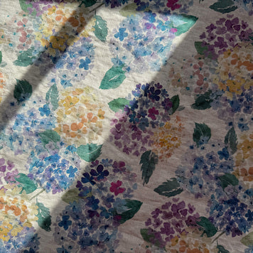 endless hydrangea linen tea towel