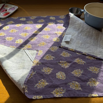 golden hydrangea clusters linen tea towel