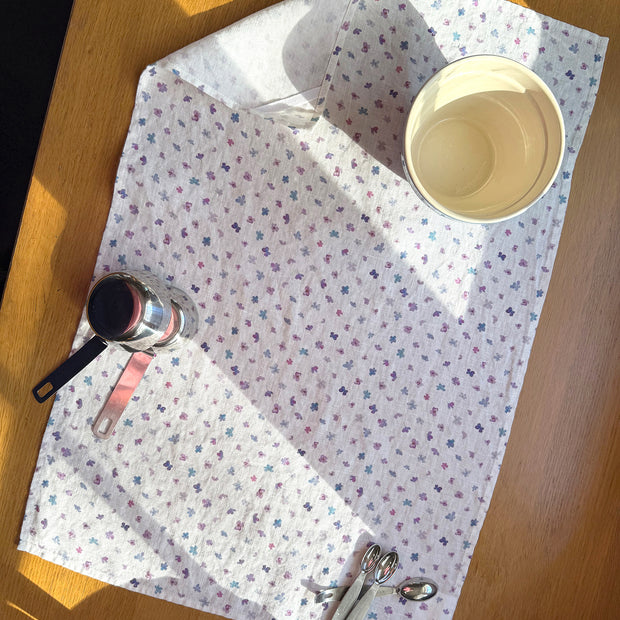 mini hydrangea blossoms linen tea towel