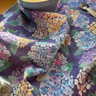 endless hydrangea linen tea towel