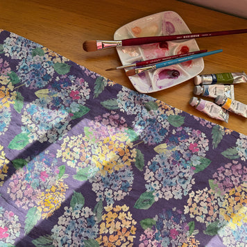 endless hydrangea linen tea towel