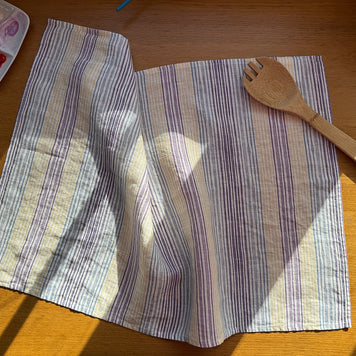 hydrangea stripes linen tea towel