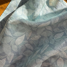 layered hydrangea leaves linen tea towel