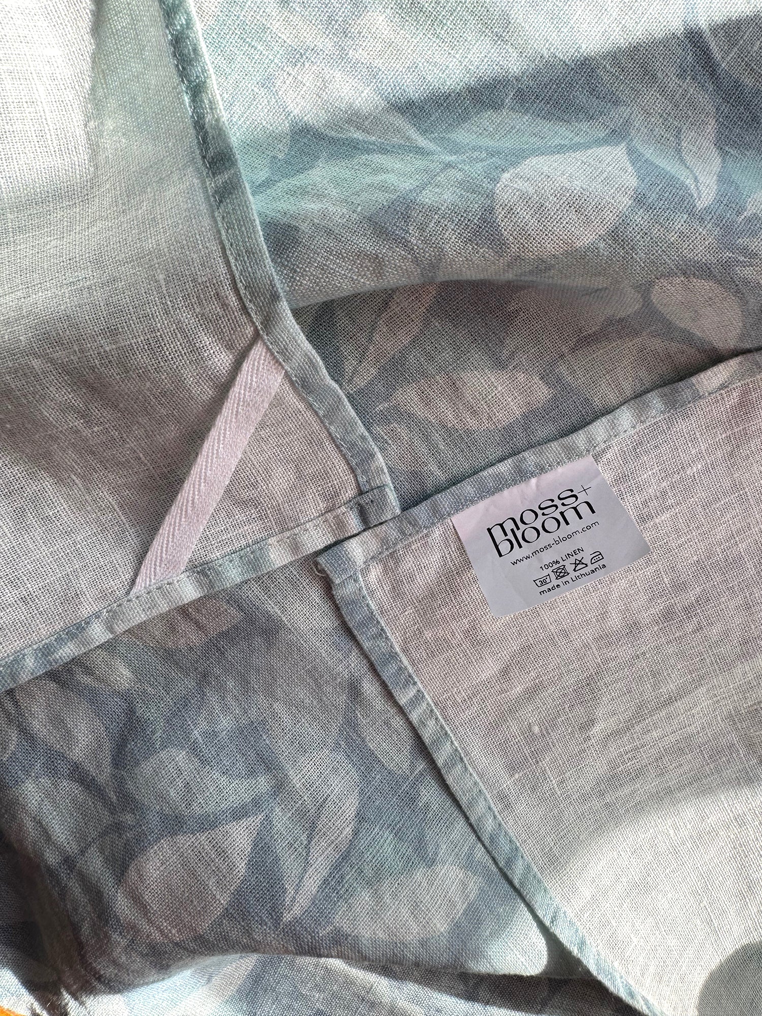 layered hydrangea leaves linen tea towel