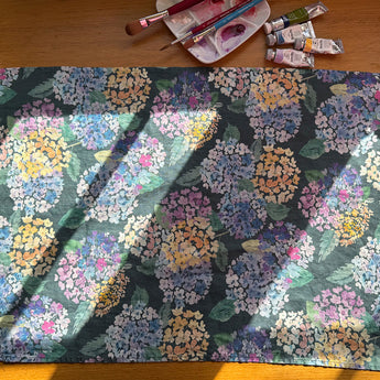 endless hydrangea linen tea towel