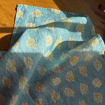 golden hydrangea clusters linen tea towel