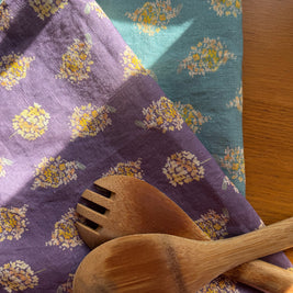 golden hydrangea clusters linen tea towel