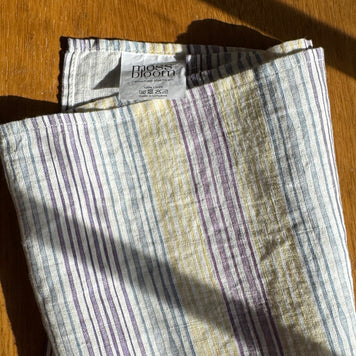 hydrangea stripes linen tea towel