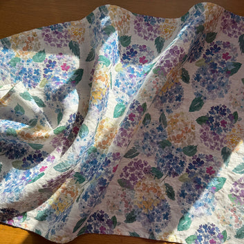 endless hydrangea linen tea towel