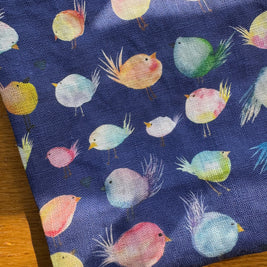 floofy birds linen tea towel