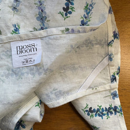 dancing delphinium linen tea towel